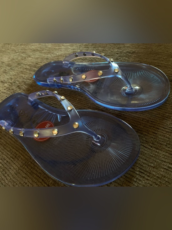 Katy Perry Collections Shoes - Katy Perry Clear Blue Jelly Stud Thong Sandals
